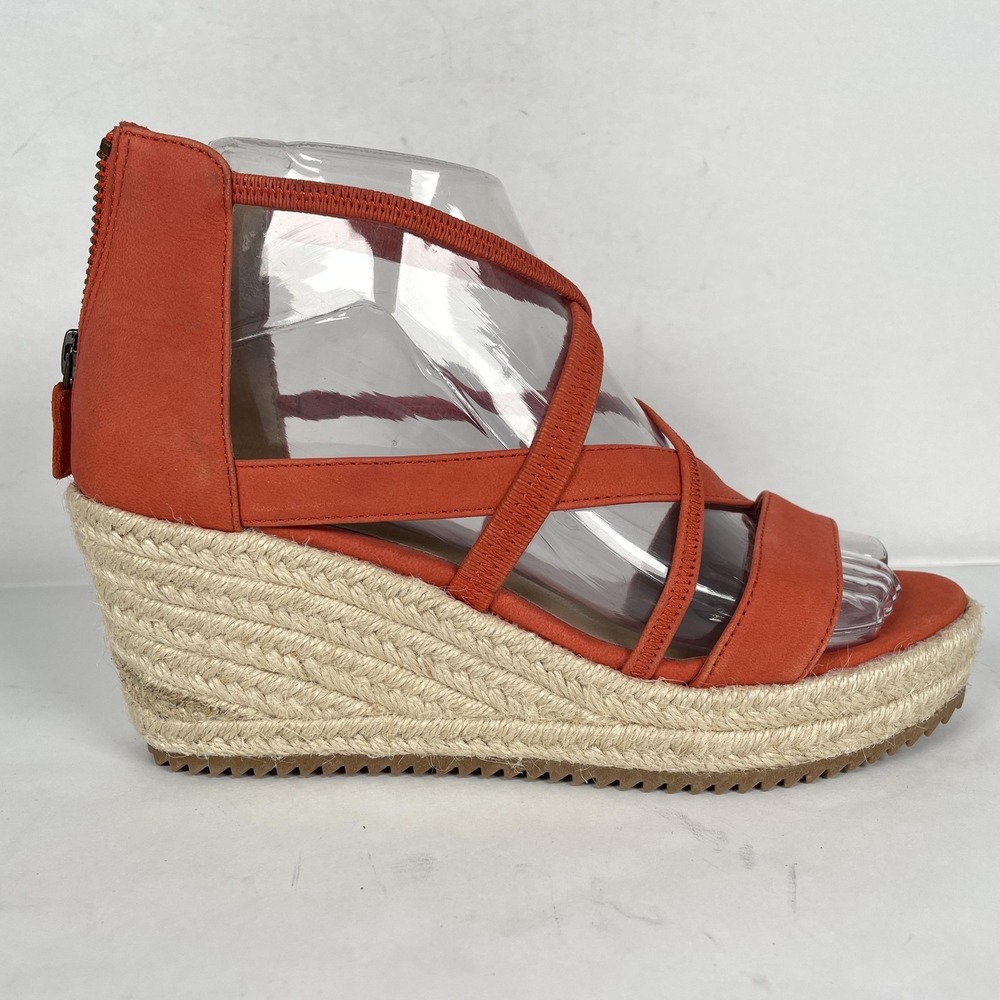 Eileen Fisher Shoes Womens Size 6 Red Nubuck Espadrille Wedge Sandals Strappy